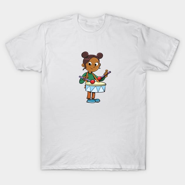 girl with a drum ready to play music T-Shirt by duxpavlic